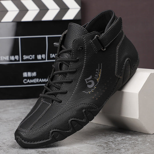 Men's hand-stitched leather high-top boots by Yeha Maison, featuring durable construction and stylish design.