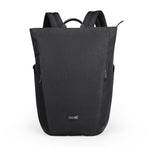 Men's minimal roll-top laptop backpack by Yeha Maison featuring sleek black design with adjustable straps and spacious interior.