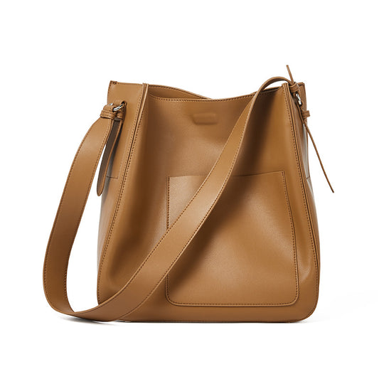 Women's genuine leather square tote bag by Yeha Maison, featuring a sleek design and durable leather construction.