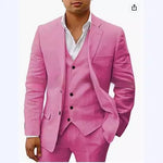 Yeha Maison linen 6-piece wedding and banquet suit set, including jacket, trousers, vest, shirt, and accessories, displayed on a mannequin.