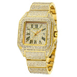 Men's square diamond quartz business watch by Yeha Maison with a sleek black dial and silver metal strap.