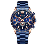 Men's Yeha Maison chronograph steel bracelet quartz watch with black dial and silver-tone case, showcasing a sleek, modern design.