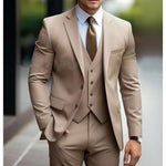 Men's slim three-piece wedding suit from Yeha Maison featuring a tailored jacket, vest, and trousers in classic formal style.