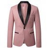 Men's blush satin shawl-lapel tuxedo blazer by Yeha Maison, featuring a tailored fit and elegant satin finish.