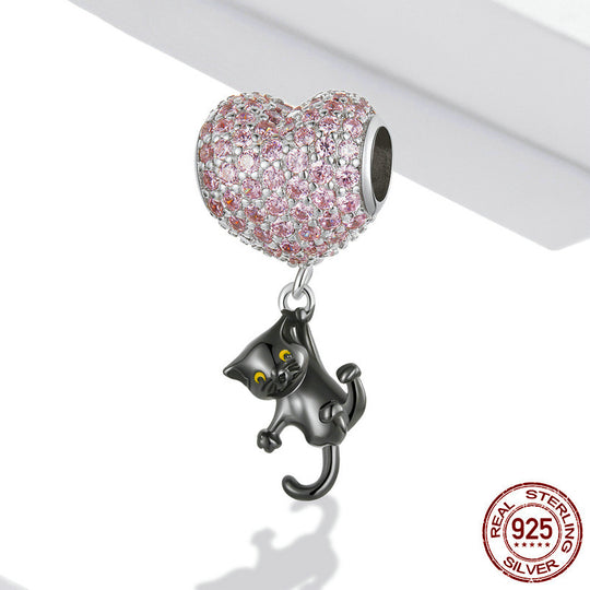Black cat beaded bracelet kit by Yeha Maison featuring colorful beads and jewelry-making components on a white background.
