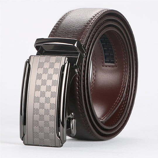 Men's black leather belt with anti-scratch buckle from Yeha Maison, featuring a sleek, durable design perfect for everyday wear.