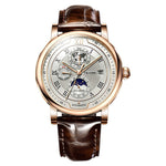 Men's Moon Phase Automatic Mechanical Watch by Yeha Maison with a detailed dial and stainless steel strap.