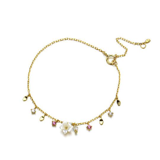 Elegant natural shell flower gold bracelet by Yeha Maison, featuring delicate shell and floral design in jewelry style.