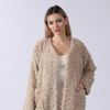 Women's curly plush open-front jacket by Yeha Maison, showing a cozy, textured jacket with a relaxed fit and open front design.