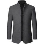 Men's wool blend jacket with stand collar by Yeha Maison, featuring a tailored fit and stylish design.