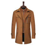 Yeha Maison double-collar wool overcoat with zip inner collar, stylish and warm coat for cold weather.