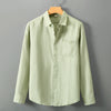 Men's loose linen long-sleeve casual shirt by Yeha Maison, shown in natural fabric with relaxed fit and button-down front.