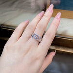 Sterling silver pavé diamond ring by Yeha Maison showing a full band adorned with sparkling small diamonds.