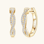 Women's Moissanite Twist Hoop Earrings in sterling silver, featuring sparkling moissanite stones and a stylish twist design.
