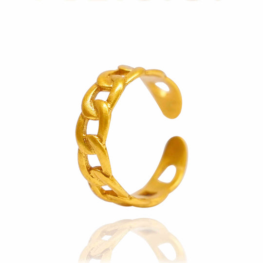 24K gold zircon twist open ring from Yeha Maison featuring a sleek, elegant design with sparkling zircon stones.
