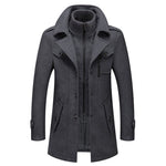 Men's slim-fit wool blend coat with detachable inner collar, stylish outerwear from Yeha Maison, shown in a front view.