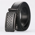 Men's automatic buckle leather belt by Yeha Maison featuring genuine cowhide leather and a sleek, modern buckle design.