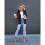 Women's open-front blazer with notch lapel by Yeha Maison, featuring a tailored fit and stylish design.