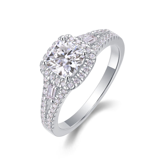 S925 silver Day By Day Moissanite wedding ring with sparkling gemstones and elegant design, showcasing fine jewelry craftsmanship.