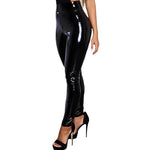 Women's high-waist patent PU leather leggings by Yeha Maison, featuring a glossy finish and form-fitting design.