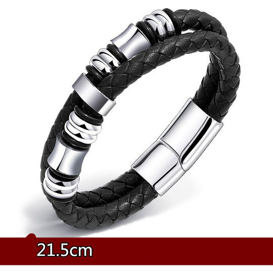 Men's Korean style leather cord bracelet from Yeha Maison, featuring a sleek, minimalist jewelry design with adjustable fit.
