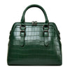 Women's genuine cowhide leather handbag by Yeha Maison, showing the stylish black bag with leather straps and metal accents.