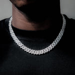 Double row zircon Cuban chain necklace by Yeha Maison featuring sparkling zircon stones and a bold Cuban link design.