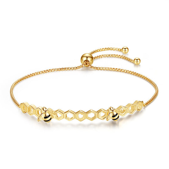 S925 silver retractable bee charm bracelet with intricate bee design, stylish jewelry accessory by Yeha Maison