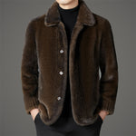 Men's short mink-texture fur coat by Yeha Maison, showcasing a stylish warm coat with luxurious fur texture and tailored fit.