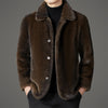 Men's short mink-texture fur coat by Yeha Maison, showcasing a stylish warm coat with luxurious fur texture and tailored fit.