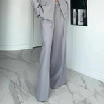 Yeha Maison women's single-button blazer and wide-leg trouser suit, tailored formal outfit with structured fit and classic style.