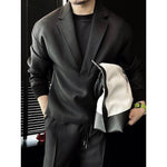 Men's asymmetric V-neck knit blazer two-piece co-ord set by Yeha Maison, featuring a stylish V-neck blazer and matching bottoms.