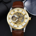 Men's Skeleton Automatic Mechanical Watch by Yeha Maison with visible intricate dial and stainless steel strap.