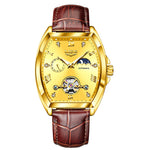 Men's Tourbillon multifunctional waterproof mechanical watch by Yeha Maison with a black dial and stainless steel band.