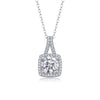 Small square 2ct moissanite pendant necklace in S925 silver with diamond sparkle, featuring a sleek jewelry design.