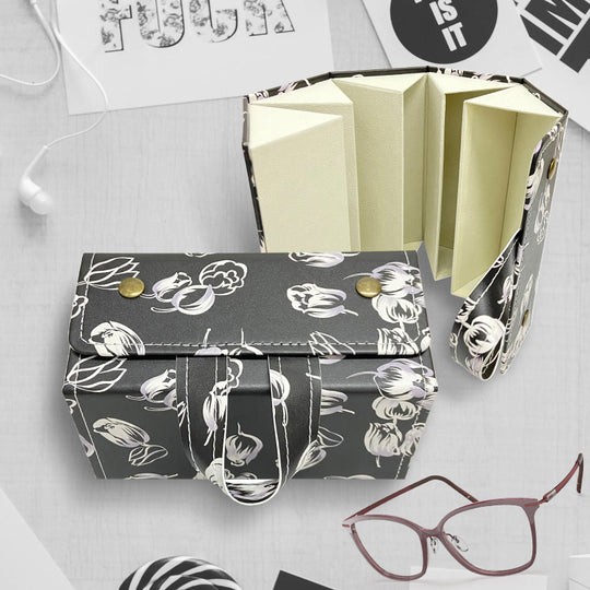 Yeha Maison 5-in-1 foldable sunglasses travel case organizer with multiple compartments for accessories.