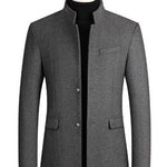Men's thickened cotton stand-collar coat by Yeha Maison, shown with a close-up of the cozy, durable fabric and stylish collar detail.