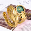 Women's diamond-encrusted snake watch by Yeha Maison featuring a sleek design and sparkling diamond accents.