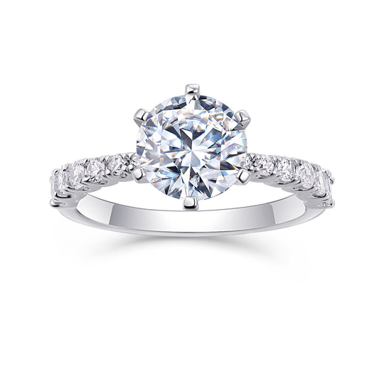 Yeha Maison Goddess's Blessing 2ct Moissanite wedding ring in S925 silver with sparkling gemstones and intricate band design