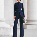 Women's Yeha Maison blazer and straight trousers suit, single-button blazer with matching tailored trousers, stylish professional look.