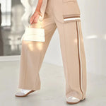 Women's lapel blazer and wide-leg trouser suit set by Yeha Maison, stylish professional outfit with tailored fit and classic design.