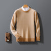 Men's pure wool crew-neck pullover sweater from Yeha Maison, shown in a classic fit, soft wool texture, and neutral color.