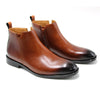 Men's British Leather Side-Zip Chelsea Boots by Yeha Maison, showcasing sleek black leather boots with side zipper detail.