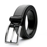 Women's black genuine leather dress belt from Yeha Maison, featuring a sleek design and classic buckle.