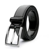 Women's black genuine leather dress belt from Yeha Maison, featuring a sleek design and classic buckle.