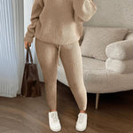 Women’s chunky knit oversized sweater and rib wide-leg co-ord set by Yeha Maison, featuring a cozy knit texture and relaxed fit.
