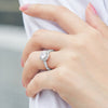 Women's sterling silver zircon wedding ring from Yeha Maison featuring a sleek band with sparkling zircon stones.