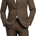Men's slim fit two-piece suit by Yeha Maison, featuring a single-button blazer and matching trousers, formal and stylish.