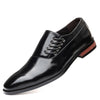 Yeha Maison men's patent cap-toe Oxford shoes, black, polished leather with lace-up design and sleek formal style.