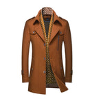 Men's coat with scarf collar by Yeha Maison, stylish outerwear featuring a warm, tailored design and classic collar detail.